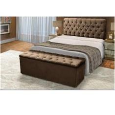 Imagem de Kit Baú Recamier + Cabeceira Sonho King Suede Marrom