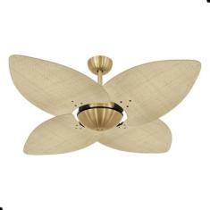 Imagem de Ventilador de Teto Dormamu Dourado Office 4 Pás Palmae Natural 220V com Controle