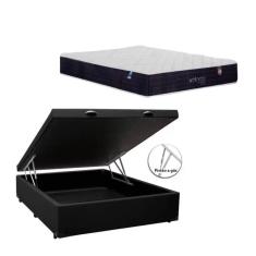 Imagem de Cama Box Baú Casal ak Colchão molas em sacadas Wellness colchobel cor: preto