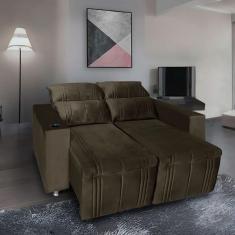 Imagem de Sofá Retrátil e Reclinável 2 lugares Madri Suede Marrom Castor - Star Confort