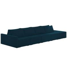 Imagem de Sofá Ilha Modular Com Puff Para Sala Living 392cm Georgia K04 Veludo Azul - Mpozenato
