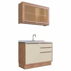 Imagem de Cozinha Modulada Compacta, 2 Peças, Herval Ten 100% Mdf Com Vidro