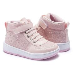 Imagem de Tênis Infantil Feminino Cano Alto Calce Fácil Rosa Pequito-Feminino