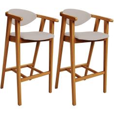 Imagem de Kit 02 Banquetas Alta Para Cozinha Bancada Bar Sala De Jantar Fixa Cecília L02 Linho Bege