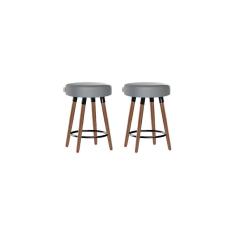 Imagem de Kit 2 Bancos Moderno Pé Palito Roma Slim Cinza 50cm