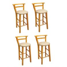 Imagem de Kit 4 Banquetas Com Assento Estofado E Pintura Em Verniz Bela Moveis