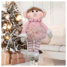 Imagem de Kit 2 Boneco Pendente Natal Duende Mamãe Noel Rosa 30cm