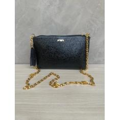 Imagem de Bolsa bolsinha Festa Brilho Metalizada Feminina com Corrente Transvers