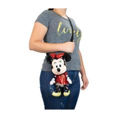 Imagem de Bolsa Formato Pelúcia Minnie Lantejoulas 30cm Disney - Taimes
