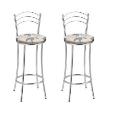 Imagem de Kit 2 Banquetas Cromadas Bc26-b E516 Cromado/bege