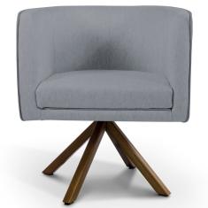 Imagem de Kit 2 Poltronas Decorativas Base Giromad Madeira Betina C-416 Linho  Escuro - Domi