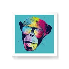Imagem de Arte Maníacos Quadro Decorativo Macaco Color Fundo Verde - 30x30cm (Moldura em laca )