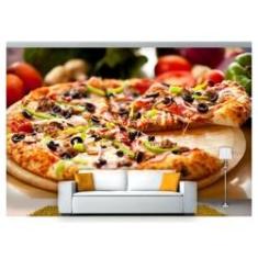 Imagem de Papel De Parede Rodízio Pizza Gourmet 3D Al133