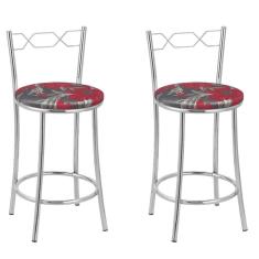 Imagem de Kit 2 Banquetas Cromadas Bc51-c - E509 Cromada/Vermelho