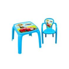 Imagem de Mesa Infantil Com Cadeira Azul Decorada - Usual Utilidades