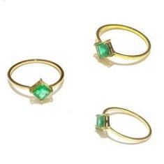 Imagem de Anel Esmeralda Losango Geometrico Natural Pedra Verde 0.8X0.8cm Feminino Ouro 18k E01K240