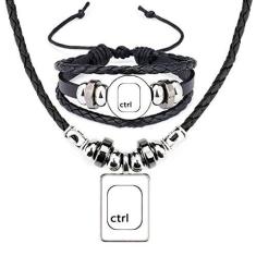 Imagem de Símbolo de teclado Ctrl Art Deco presente moda colar pulseira conjunto de joias