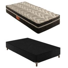 Imagem de Box Solteiro Íris 42x88x188cm com Colchão Solteiro Molas Extrapedic Íris 28x88x188cm Preto Elegancy
