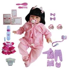 Imagem de Boneca Bebe Realista Semelhante Reborn Barata 18 Acessórios - Cegonha