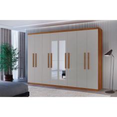 Imagem de Guarda Roupa Casal Hera Premium Com Espelho 8 Portas Moderna Naturalle/off White