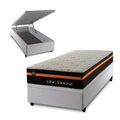 Imagem de Conjunto Box Baú Sirius Preto 88x188x72 c/ Molas Ensacadas