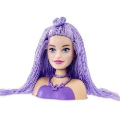 Imagem de Boneca Busto Da Barbie Cabelo Roxo Com Acessórios Mattel