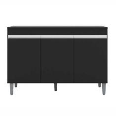 Imagem de Balcão De Cozinha Manu 120cm Preto 1888 Com Tampo Mdp Ajl Móveis