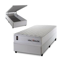 Imagem de Conjunto Box Baú New Moon Branco 96x203x73 c/ Molas Ensacadas