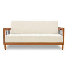 Imagem de Sofá 2 Lugares Base De Madeira Mariana 160 Cm Linho S04 - D'rossi Cor Natural