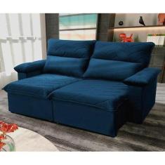 Imagem de Sofá Retrátil Reclinável Paris 1,50m Suede Velut Azul Marinho Molas no Assento - King House
