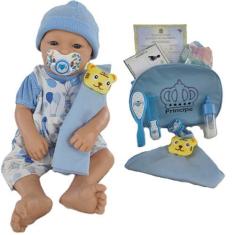 Imagem de Boneco Bebê Mamãe Reborn Enxoval Completo Bolsa + Pelúcia
