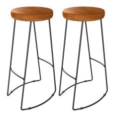 Imagem de Kit 02 Banquetas Altas Industrial Para Cozinha Sala de Jantar Maia D01 Peroba Rosa - Lyam Decor