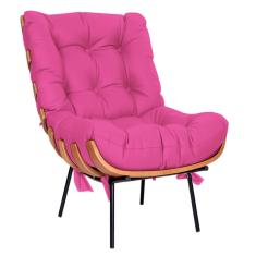 Imagem de Poltrona Decorativa Costela Base Fixa Corano Pink - Amarena Móveis