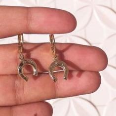 Imagem de Brinco De Argolinha Ferradura Country Folheado A Ouro 18k