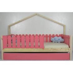 Imagem de Bicama Montessoriana Solteiro Base Moldura Colorida Madeira Maciça Pin