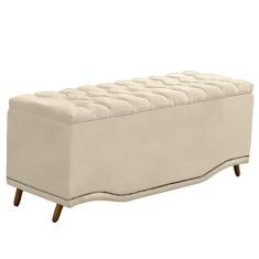 Imagem de Recamier Calçadeira Baú Belize Casal Queen 160cm Veludo Bege - Montana