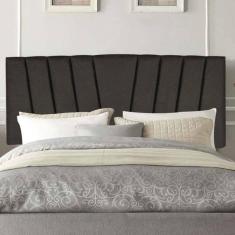 Imagem de Painel Estofada Bélgica 195cm King Size Para Cama Box Quarto Linho Marrom - Gat Magazine
