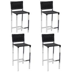 Imagem de Kit 4 Banquetas De Alumínio E Fibra Sintética Preta