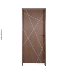 Imagem de Kit Porta de Madeira 210x80cm Fechadura Mecânica Batente 14cm