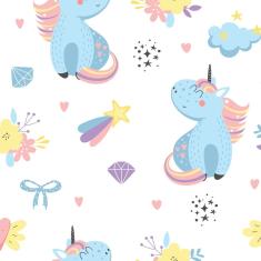 Imagem de Papel de Parede Unicórnio Flores Diamante 57x270cm