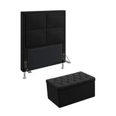 Imagem de Kit Cabeceira Maia 90 Para Cama de Solteiro e Calçadeira Sagitarius Couro Artificial  Aradecor