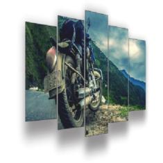 Imagem de Quadro Decorativo Eco Decor Moto Na Montanha Mod414 5 Peças
