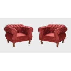 Imagem de Kit 2 Poltronas Chesterfield Elisabeth Capitonê sala/recepão/barbearia Suede  Bordo