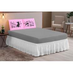 Imagem de Jogo De Lençol Casal Padrão 3 Peças Com Elastico Estampado - Amora Enx