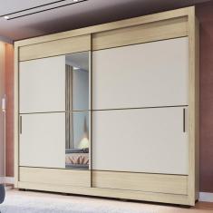 Imagem de Guarda Roupa com Espelho Casal 2 Portas de Correr 3 Gavetas Nápoles Faimec