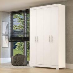 Imagem de Guarda Roupa Solteiro 4 Portas 100% Mdf Papoulas Espresso Móveis Branco