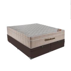 Imagem de Cama Box com Baú Queen Marrom e Colchão Ortobom Airtech SpringPocket