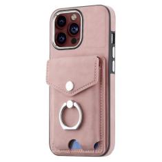 Imagem de Capa de telefone de couro com anel de dedo para iPhone 15 Pro Max 14 13 12 11 Pro Max 15 Plus 13 Pro Carteira com compartimentos para cartão, rosa rosa, para iPhone 12
