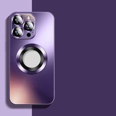 Imagem de Capa de telefone com proteção de lente de câmera de vidro fosco para iPhone 14 13 12 11 Pro Max Capa magnética de carregamento sem fio, roxa, para iPhone 13