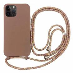 Imagem de Colar transversal com cordão e cordão capa para telefone para iPhone 14 Plus 13 12 Mini 11 Pro XS Max XR X Silicone Soft TPU Capa traseira, marrom, para iPhone 12 Mini